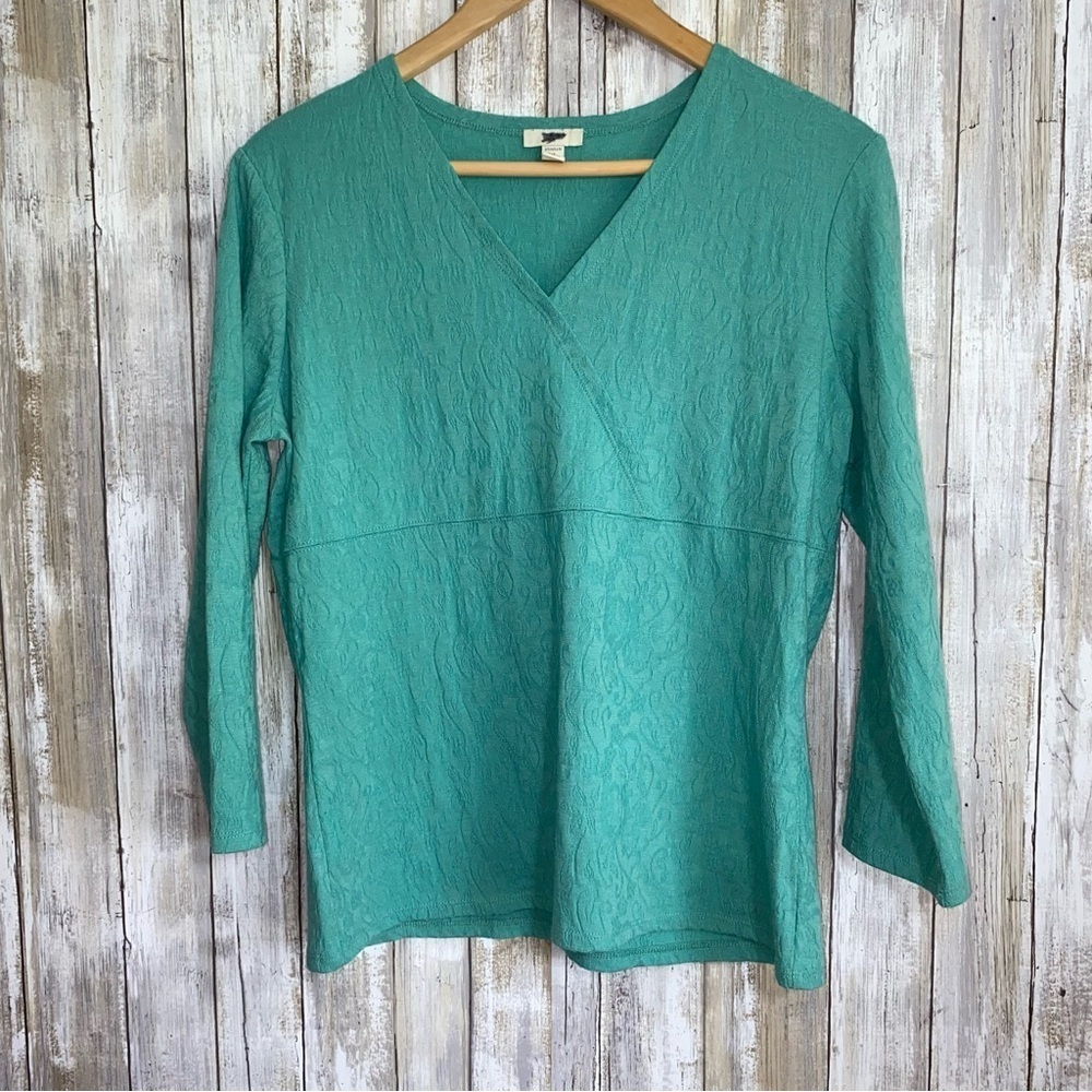 J. Jill Teal Stretch Blouse - Picture 1 of 5